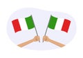 Italy waving flag icon or badge. Hand holding Italian flags. Vector illustration Royalty Free Stock Photo